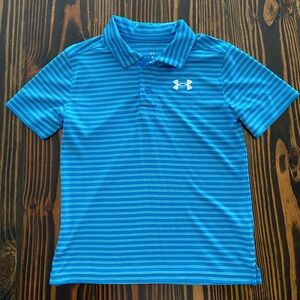 Under Armour Boys size 7 Teal Striped Polo